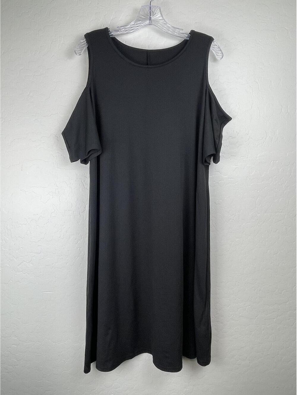Emery Rose Black Cold Shoulder Midi Dress Women's 2XL